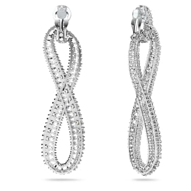 Hyperbola 夾式耳環, Infinity, 白色, 鍍白金色 - Swarovski, 5616586