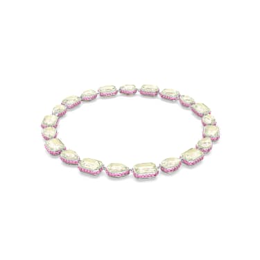 Chroma Tennis 項鏈, 磁扣，混合式切割, 漸層色, 鍍白金色 - Swarovski, 5616640
