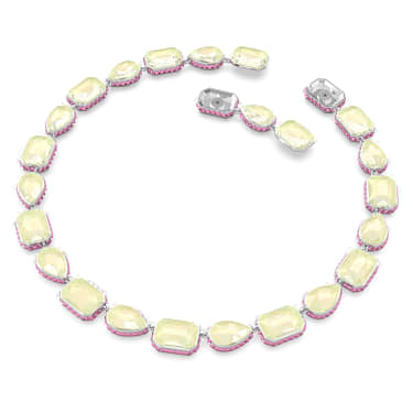 Chroma Tennis 項鏈, 磁扣，混合式切割, 漸層色, 鍍白金色 - Swarovski, 5616640