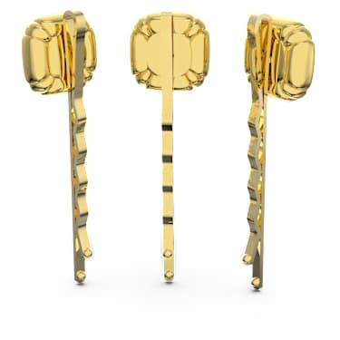 Hair pin, Set (3), Cushion cut, Gold tone, Gold-tone plated - Swarovski, 5616848