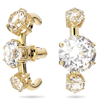 Constella ear cuffs, Asymmetrical design, Round cut, White, Gold-tone plated - Swarovski, 5616919