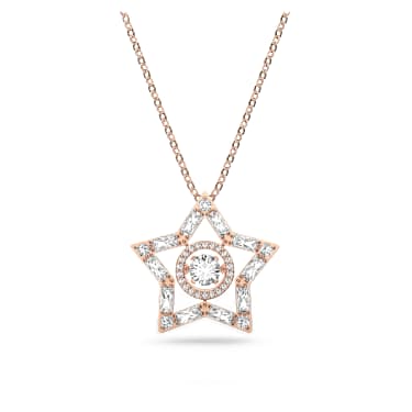 Wisiorek Stella, Szlify różnorodne, Gwiazda, Biały, Powłoka w odcieniu różowego złota - Swarovski, 5617766