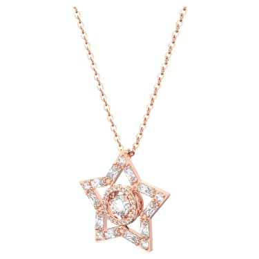 Wisiorek Stella, Szlify różnorodne, Gwiazda, Biały, Powłoka w odcieniu różowego złota - Swarovski, 5617766