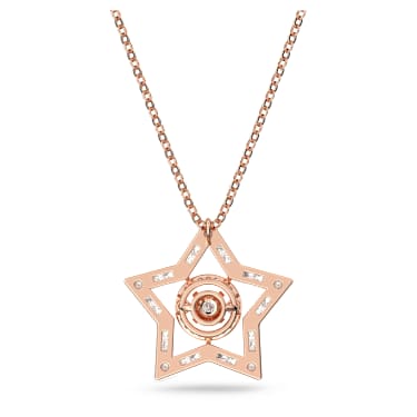 Wisiorek Stella, Szlify różnorodne, Gwiazda, Biały, Powłoka w odcieniu różowego złota - Swarovski, 5617766