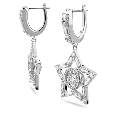 Stella 水滴形耳环, 混合切割, 星星, 白色, 镀铑 - Swarovski, 5617767