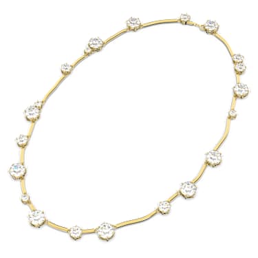 Constella 项链, 混合式圆形切割, 白色, 镀金色调 - Swarovski, 5618033