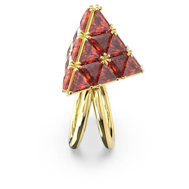 Inel cocktail Curiosa, Tăietură triunghiulară, Roșu, Placat cu auriu - Swarovski, 5618250