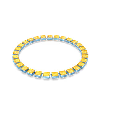 Chroma Tennis 项链, 磁扣, 方形切割, 流光溢彩, 镀铑 - Swarovski, 5618252