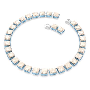 Chroma Tennis 项链, 磁扣, 方形切割, 流光溢彩, 镀铑 - Swarovski, 5618252