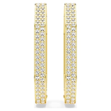 Dextera 大圈耳環, 八邊形, 大碼, 白色, 鍍金色色調 - Swarovski, 5618304