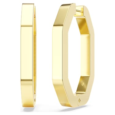 Dextera 大圈耳环, 八边形, 大号, 白色, 镀金色调 - Swarovski, 5618304