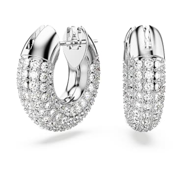 Dextera フープピアス, 小, ホワイト, ロジウム・プレーティング - Swarovski, 5618306