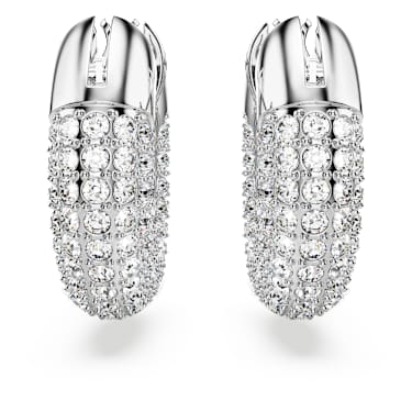 Dextera フープピアス, 小, ホワイト, ロジウム・プレーティング - Swarovski, 5618306