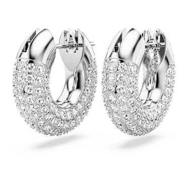 Dextera フープピアス, 小, ホワイト, ロジウム・プレーティング - Swarovski, 5618306