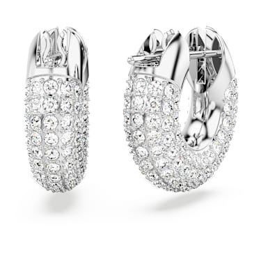Dextera フープピアス, 小, ホワイト, ロジウム・プレーティング - Swarovski, 5618306