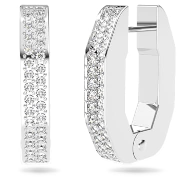 Dextera Kreolen, Achteckform, Klein, Weiß, Rhodiniert - Swarovski, 5618307