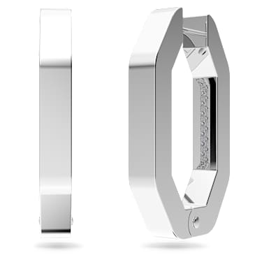 Anneaux d'oreilles Dextera, Forme octogonale, Medium, Blanches, Métal rhodié - Swarovski, 5618308
