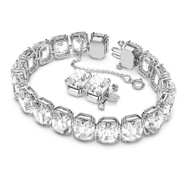 Matrix Tennis bracelet, Octagon cut, White - Swarovski, 5618699