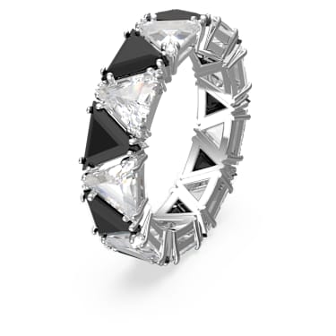 Matrix 个性戒指, 三角形切割, 黑色, 镀铑 - Swarovski, 5619153