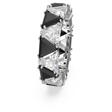 Matrix 个性戒指, 三角形切割, 黑色, 镀铑 - Swarovski, 5619153