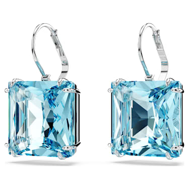 Viseči uhani Millenia, Kvadratni rez, Modri, Prevleka iz rodija - Swarovski, 5619472
