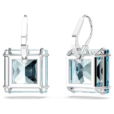 Millenia Drop-Ohrhänger, Kissenschliff, Blau, Rhodiniert - Swarovski, 5619472
