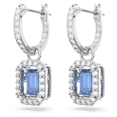 Millenia drop earrings, Octagon cut, Blue, Rhodium plated - Swarovski, 5619500