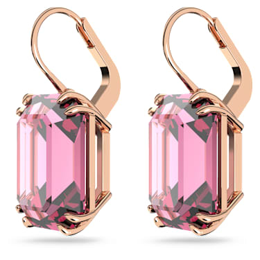 Millenia 水滴形耳環, 八角形切割, 粉紅色, 18K 金（玫瑰金色）飾面 - Swarovski, 5619502