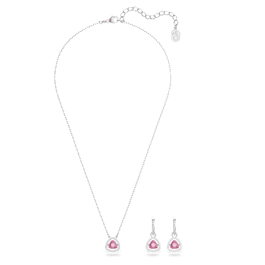 Una set, Trilliant cut, Pink, Rhodium plated - Swarovski, 5619503
