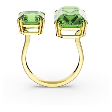 Millenia open ring, Octagon cut, Green, Gold-tone plated - Swarovski, 5619628