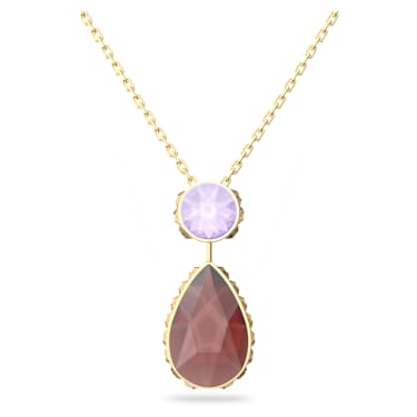 Chroma necklace, Drop cut, Small, Multicolored, Gold-tone plated - Swarovski, 5619786
