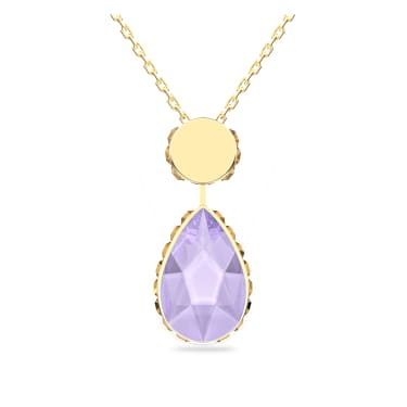 Chroma necklace, Drop cut, Small, Multicolored, Gold-tone plated - Swarovski, 5619786