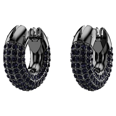 Dextera 후프 이어링, 스몰, 블랙, 루테늄 플래팅 - Swarovski, 5620222