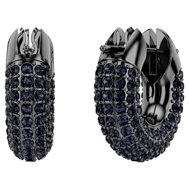 Dextera ringoorbellen, S, Zwart, Ruthenium toplaag - Swarovski, 5620222