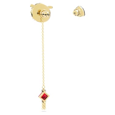 Zodiac Tiger drop earrings, Asymmetrical design, Tiger, Long, Multicoloured, Gold-tone plated - Swarovski, 5620293