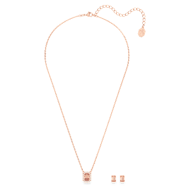 Set Una Angelic, Tăietură octogonală, Roz, Placat cu nuanță roz-aurie - Swarovski, 5620548