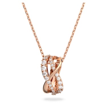 Twist necklace, White, Rose gold-tone plated - Swarovski, 5620549