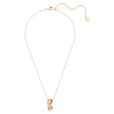 Náhrdelník Twist, Bílá, Pokoveno v růžovozlatém odstínu - Swarovski, 5620549