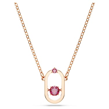 Una pendant, Round cut, Oval shape, Red, Rose gold-tone plated - Swarovski, 5620550