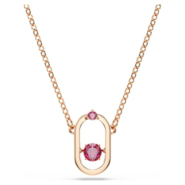 Wisiorek Una, Szlif okrągły, Kształt owalny, Czerwony, Powłoka w odcieniu różowego złota - Swarovski, 5620550
