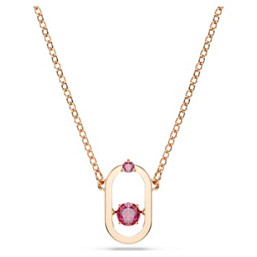 Una pendant, Round cut, Oval shape, Red, Rose gold-tone plated - Swarovski, 5620550
