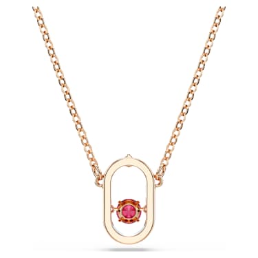Colgante Una, Talla redonda, Forma ovalada, Rojo, Baño tono oro rosa - Swarovski, 5620550