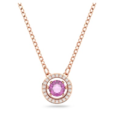 Una Kolye, Yuvarlak kesim, Uzun, Mor, Pembe altın rengi kaplama - Swarovski, 5620551