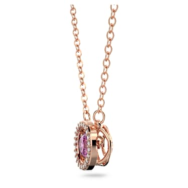 Una pendant, Round cut, Long, Purple, Rose gold-tone plated - Swarovski, 5620551