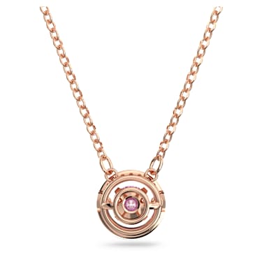 Una pendant, Round cut, Long, Purple, Rose gold-tone plated - Swarovski, 5620551