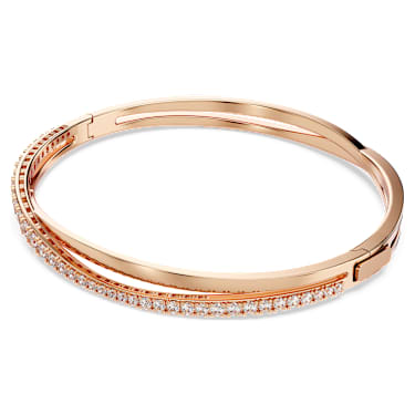 Zapestnica Hyperbola, Bela, Prevleka rožnato zlatega odtenka - Swarovski, 5620552
