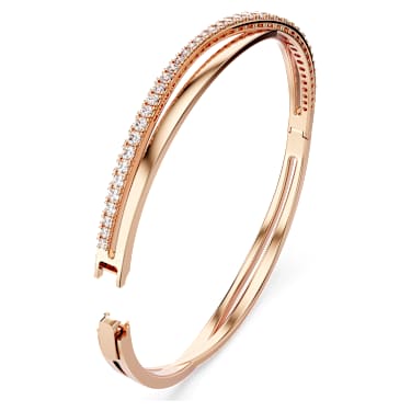 Zapestnica Hyperbola, Bela, Prevleka rožnato zlatega odtenka - Swarovski, 5620552