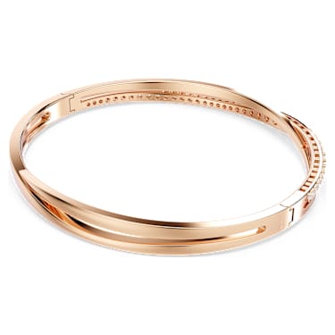 Brățară fixă Hyperbola, Albă, Finisaj din aur roz de 18k - Swarovski, 5620552