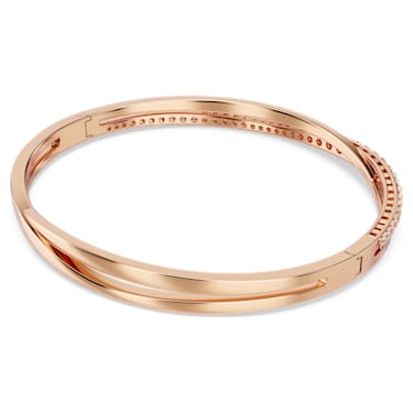 Twist bracelet, White, Rose gold-tone plated - Swarovski, 5620552