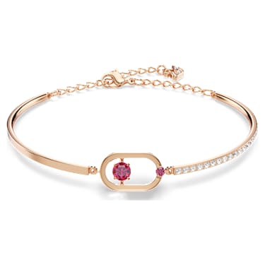 Una Bileklik, Yuvarlak kesim, Oval şekil, Kırmızı, Pembe altın rengi kaplama - Swarovski, 5620553